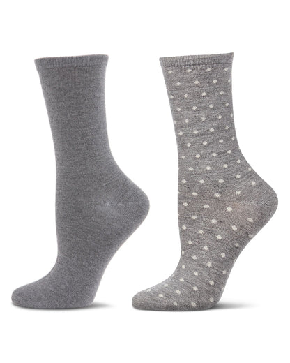 2 Pair Women's Cashmere-Blend Fine-Gauge Knit Crew Socks