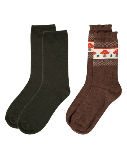 2 Pair Women's Cashmere-Blend Solid-Color and Novelty Crew Socks