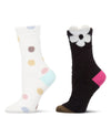 2 Pair Women's Fuzzy Dot and Daisy Cozy Crew Socks