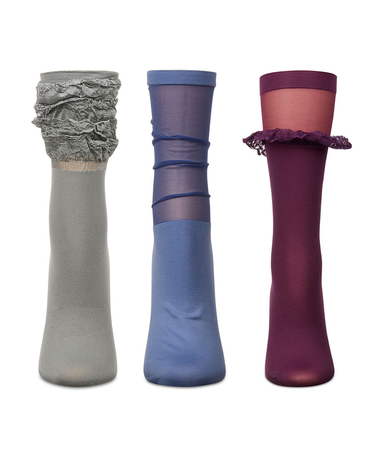 Women's 3 Pair Pack Fashion Anklet Socks : Color: Black-Red