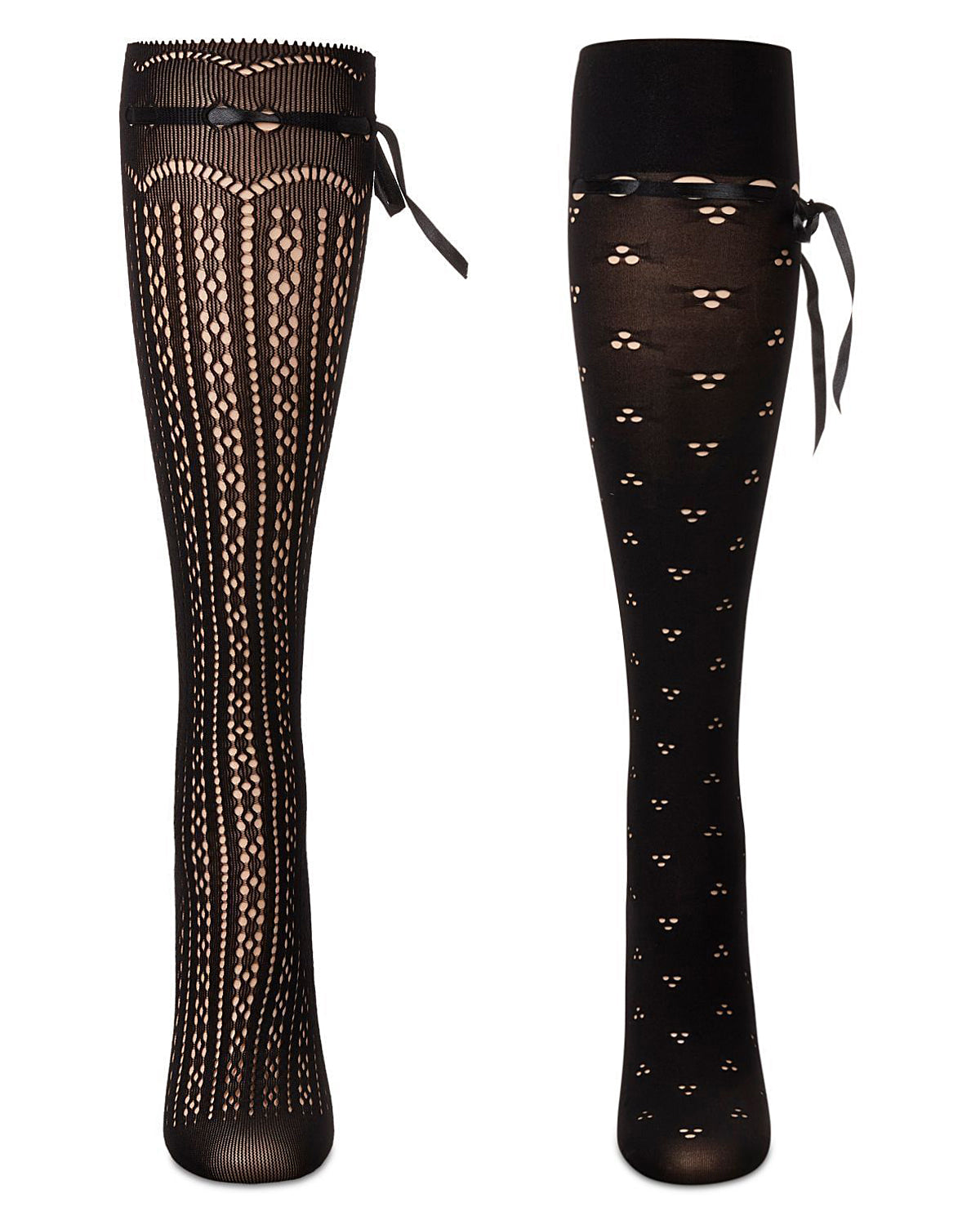 Women's 2 Pair Pack Fashion Knee High Socks : Color: Black-Black