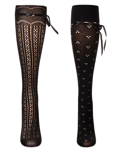 Women's 2 Pair Pack Fashion Knee High Socks : Color: Black-Black