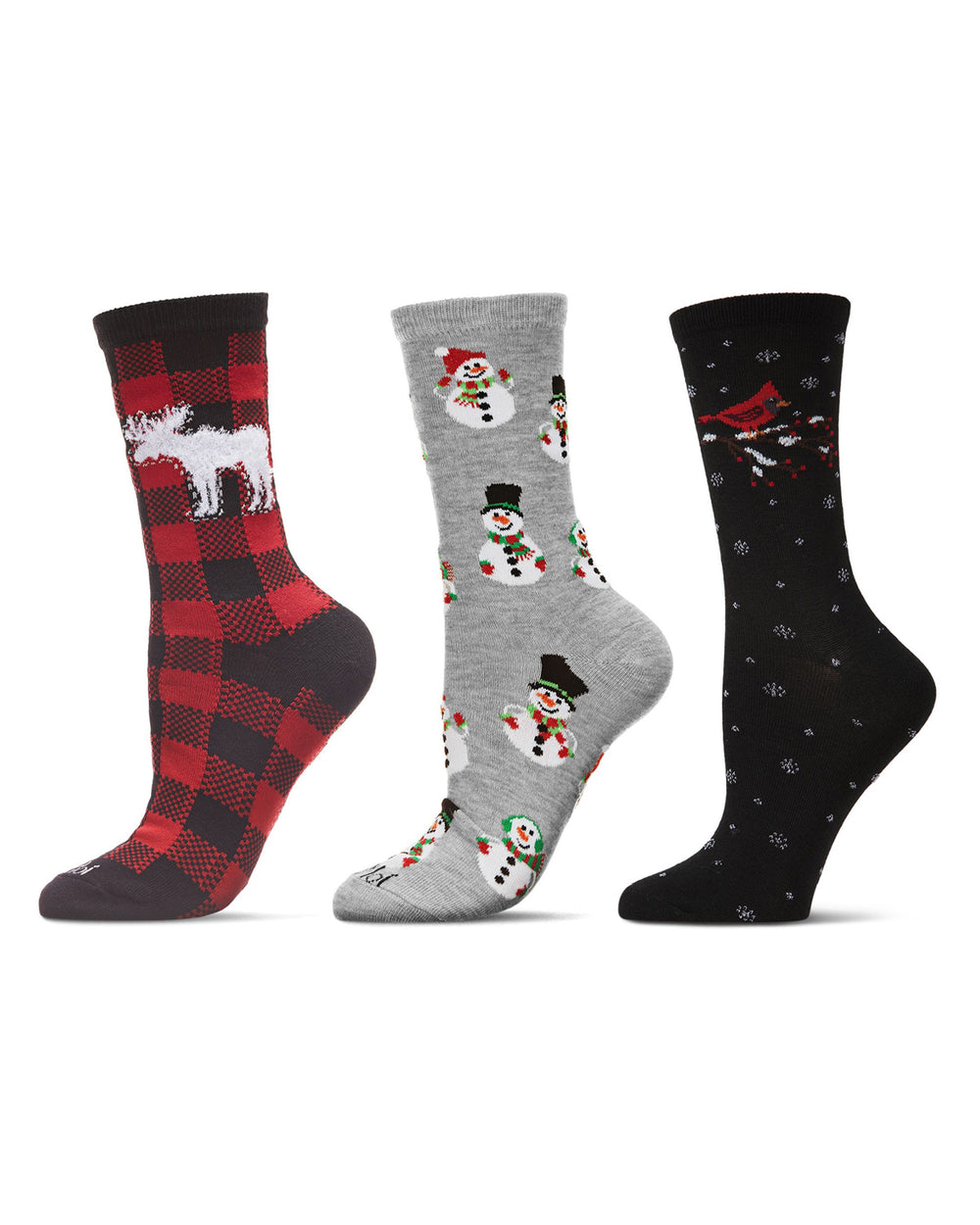 3 Pair Women's Winter-Themed Novelty Crew Socks