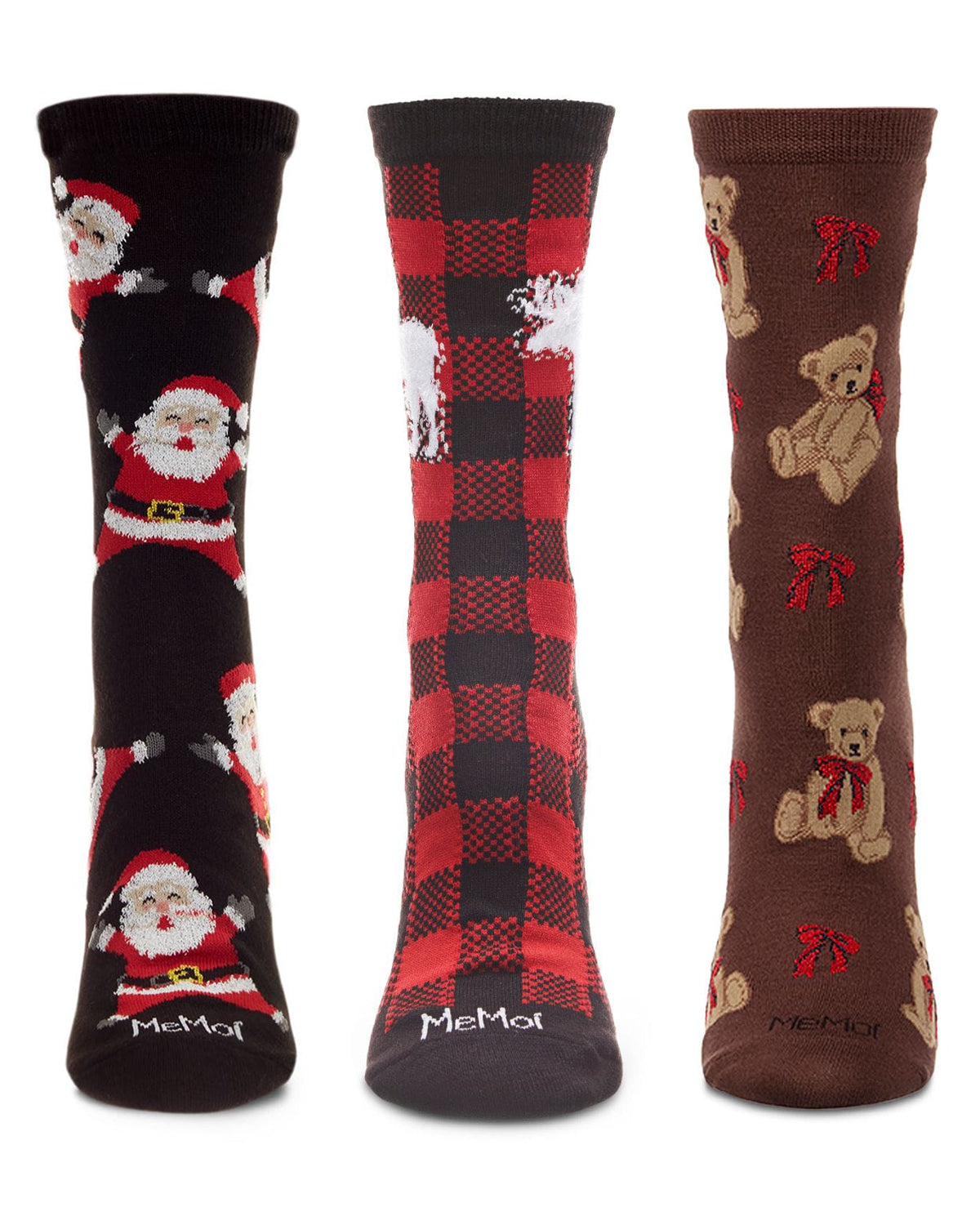 3 Pair Women's Christmas-Themed Fashion Fine-Gauge Novelty Crew Socks