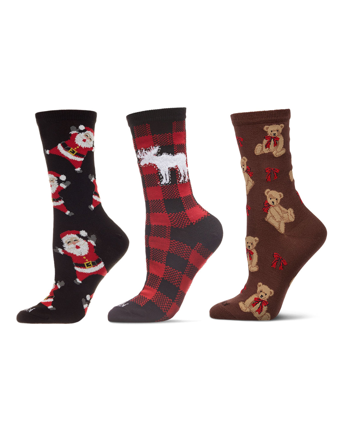 3 Pair Women's Christmas-Themed Fashion Fine-Gauge Novelty Crew Socks