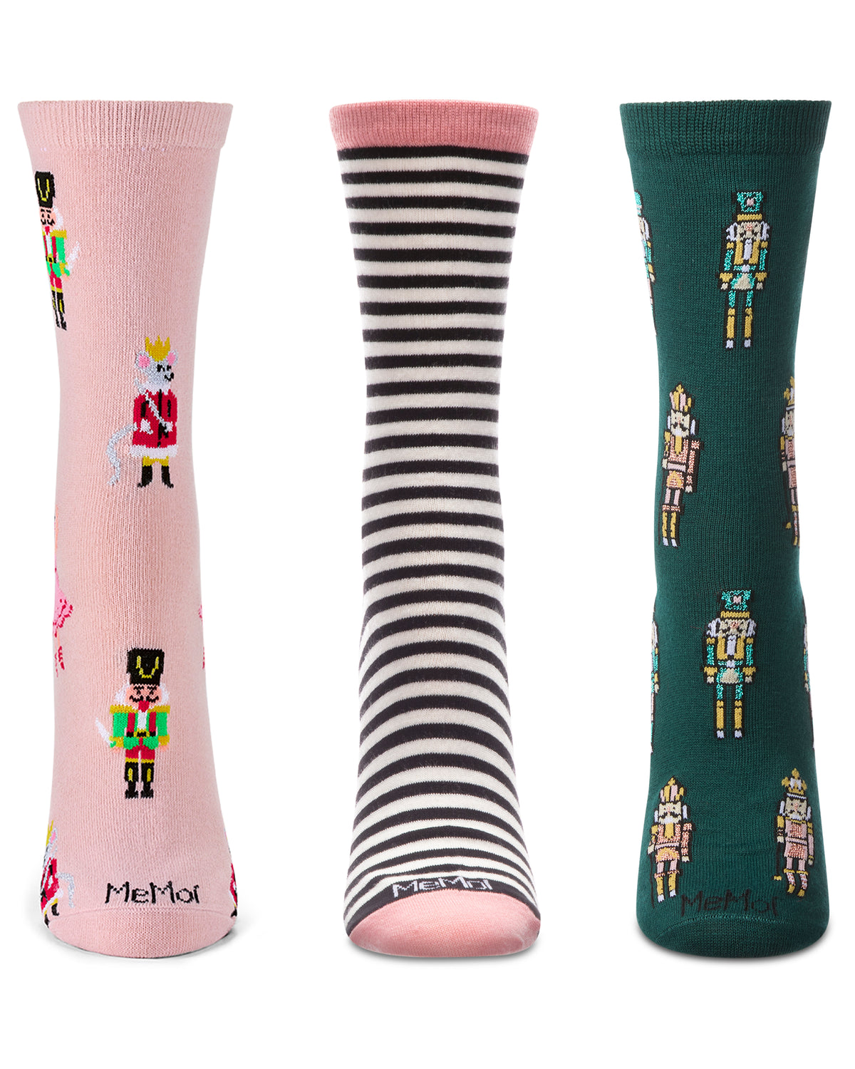 3 Pair Women's Christmas-Themed Fashion Fine-Gauge Novelty Crew Socks