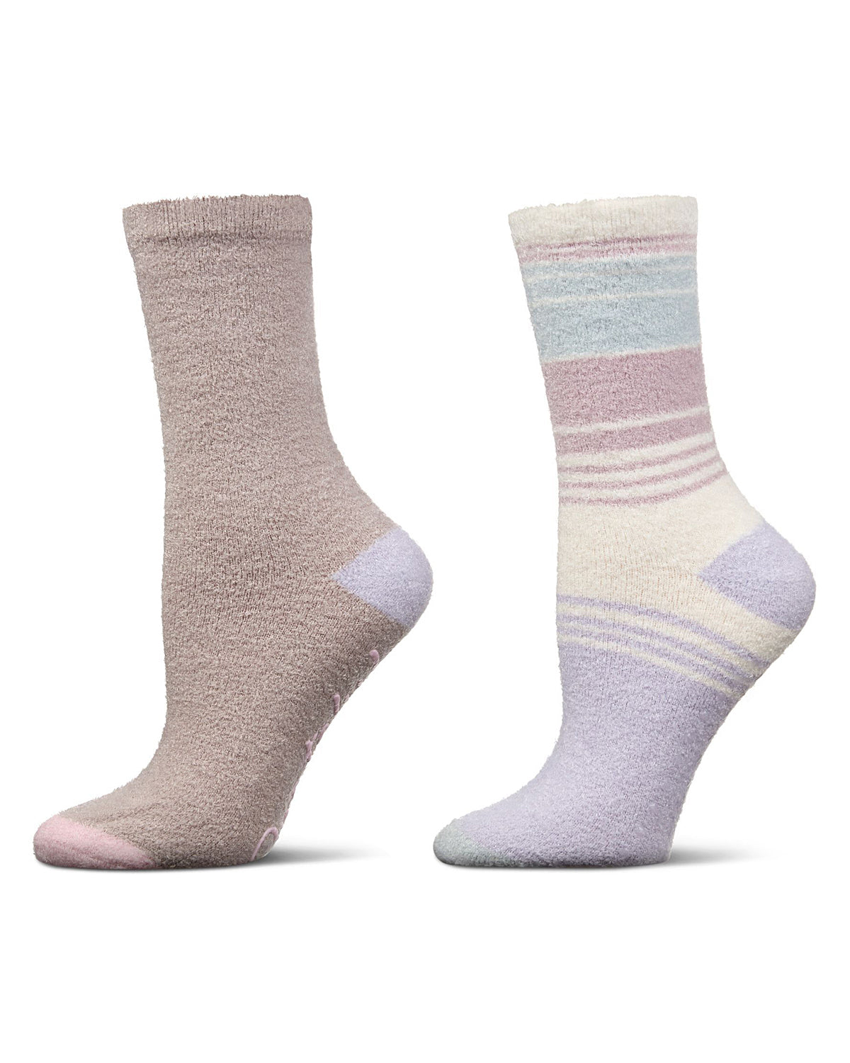 Women's 2 Pair Pack Aloe Infused Non-Skid Spa Socks : Color: Lavender