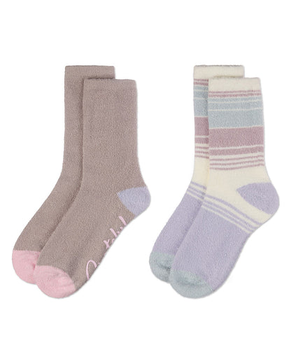 Women's 2 Pair Pack Aloe Infused Non-Skid Spa Socks : Color: Ivory