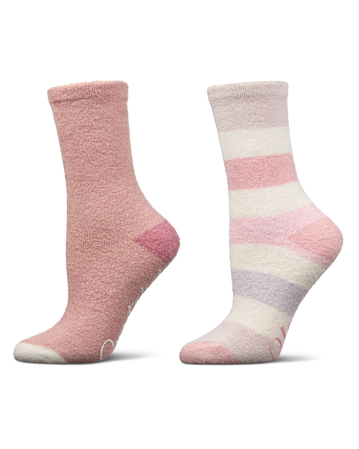 Women's 2 Pair Pack Aloe Infused Non-Skid Spa Socks : Color: Pink