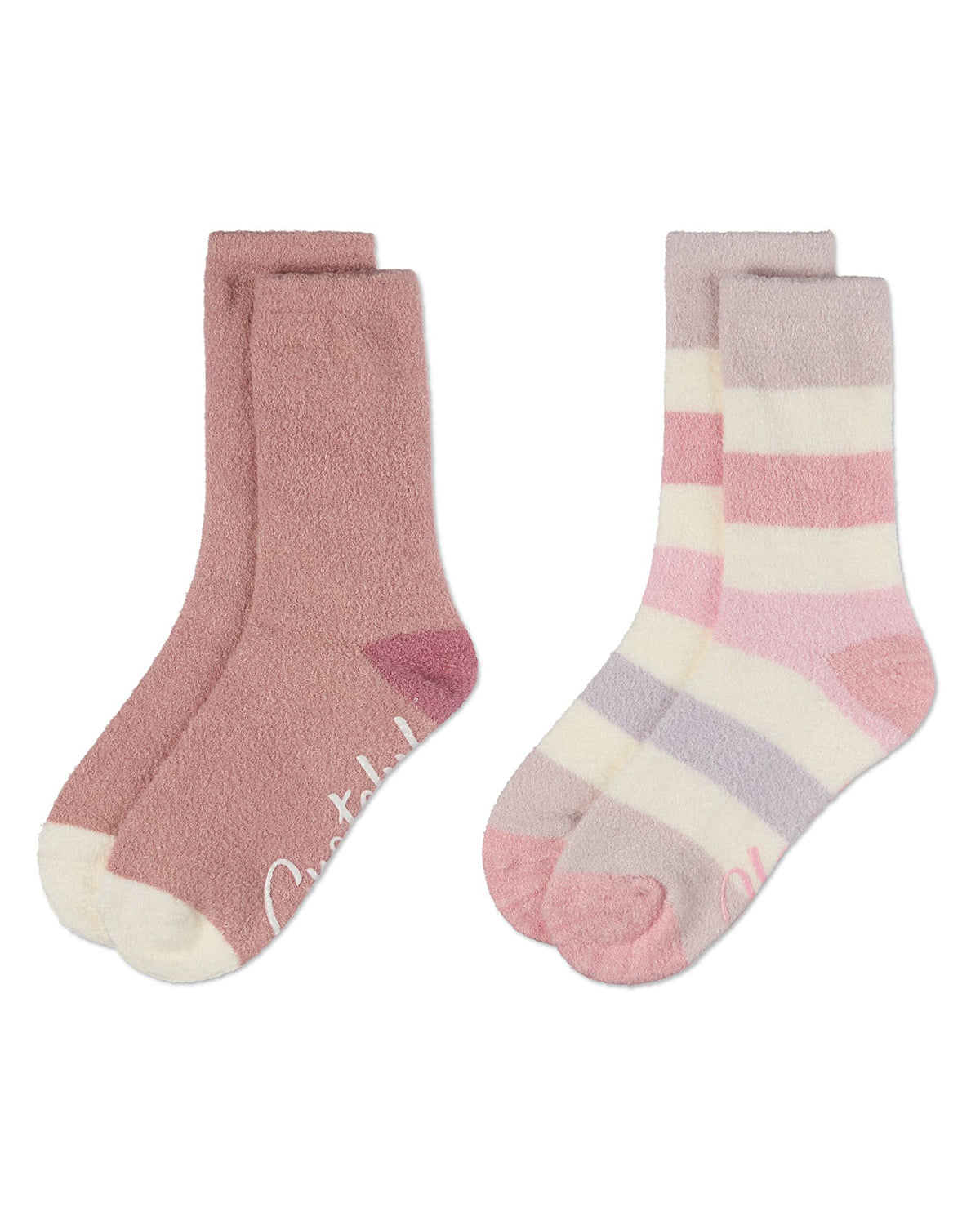 Women's 2 Pair Pack Aloe Infused Non-Skid Spa Socks : Color: Ivory