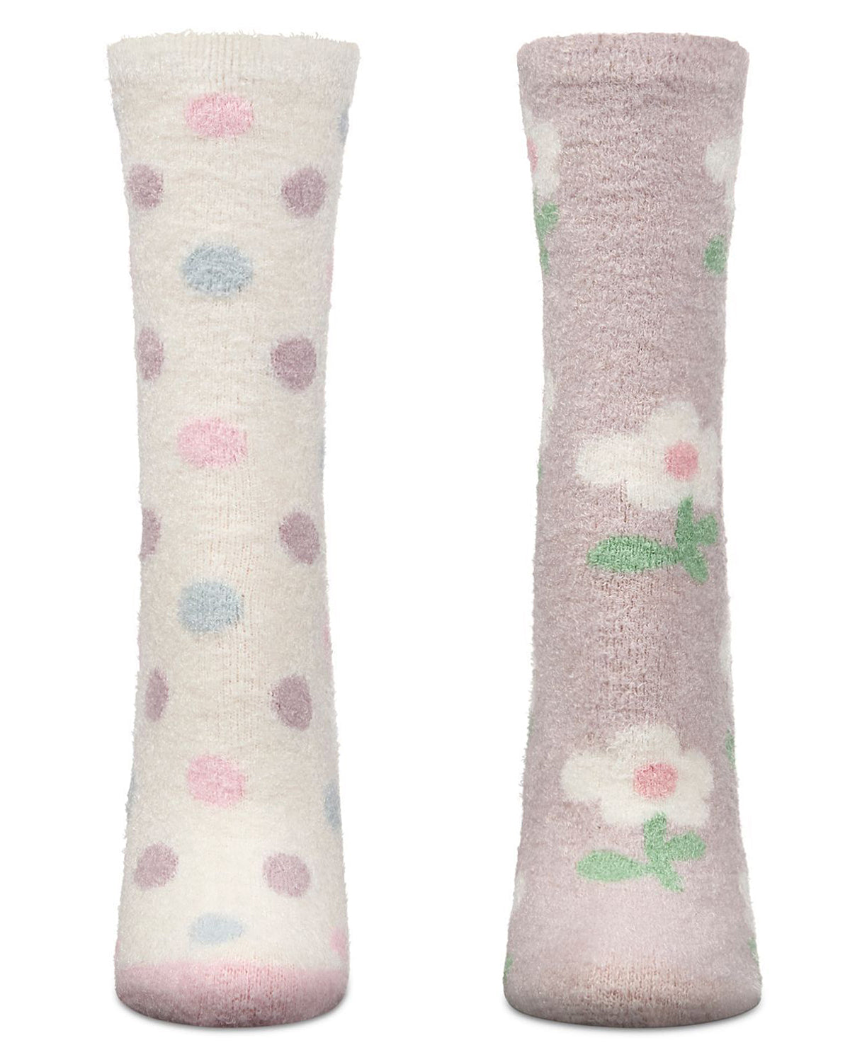 Women's 2 Pair Pack Aloe Infused Non-Skid Spa Socks : Color: Ivory