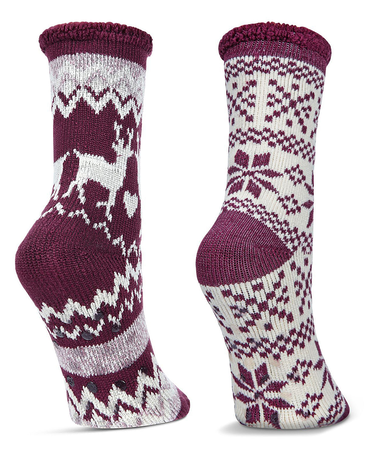 Women's 2 Pair Pack Thermal Crew Socks : Colo: Burgundy
