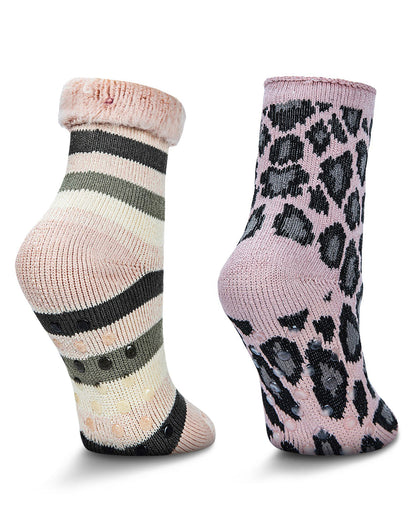 Women's 2 Pair Pack Thermal Crew Socks : Colo: Pink