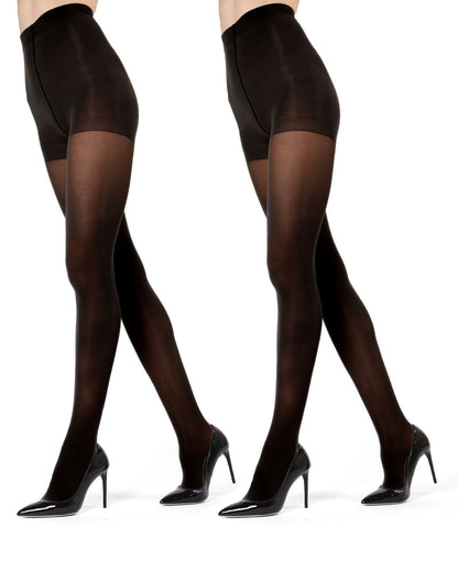 2 Pair Women's Flat-Knit 40-Denier Opaque Fashion Tights