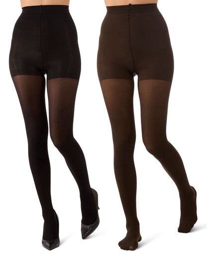 2 Pair Women's Flat-Knit 40-Denier Opaque Fashion Tights