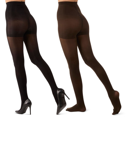 2 Pair Women's Flat-Knit 40-Denier Opaque Fashion Tights