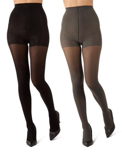 2 Pair Women's Flat-Knit 40-Denier Opaque Fashion Tights