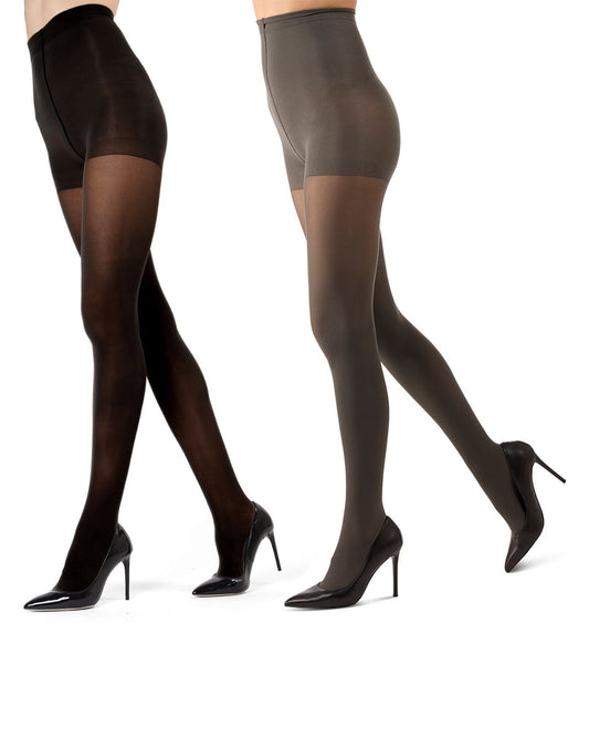 2 Pair Women's Flat-Knit 40-Denier Opaque Fashion Tights