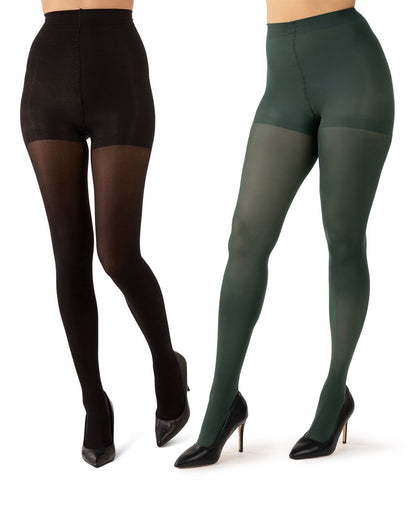 2 Pair Women's Flat-Knit 40-Denier Opaque Fashion Tights