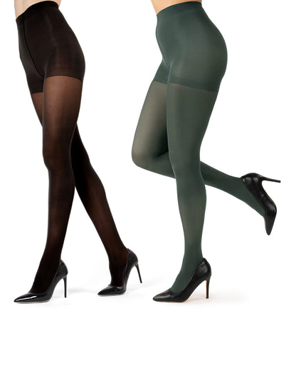 2 Pair Women's Flat-Knit 40-Denier Opaque Fashion Tights