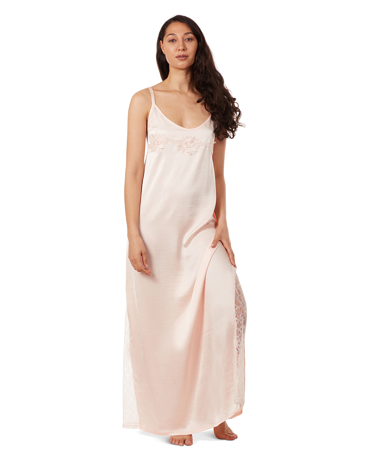 Women's Slip Dress with Lace : Color: Pale Blush