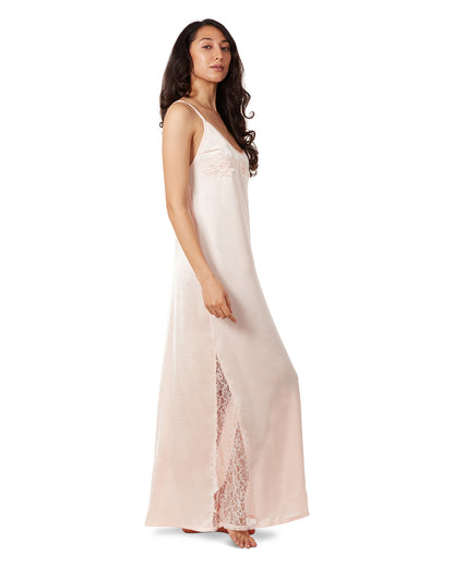 Women's Slip Dress with Lace : Color: Pale Blush