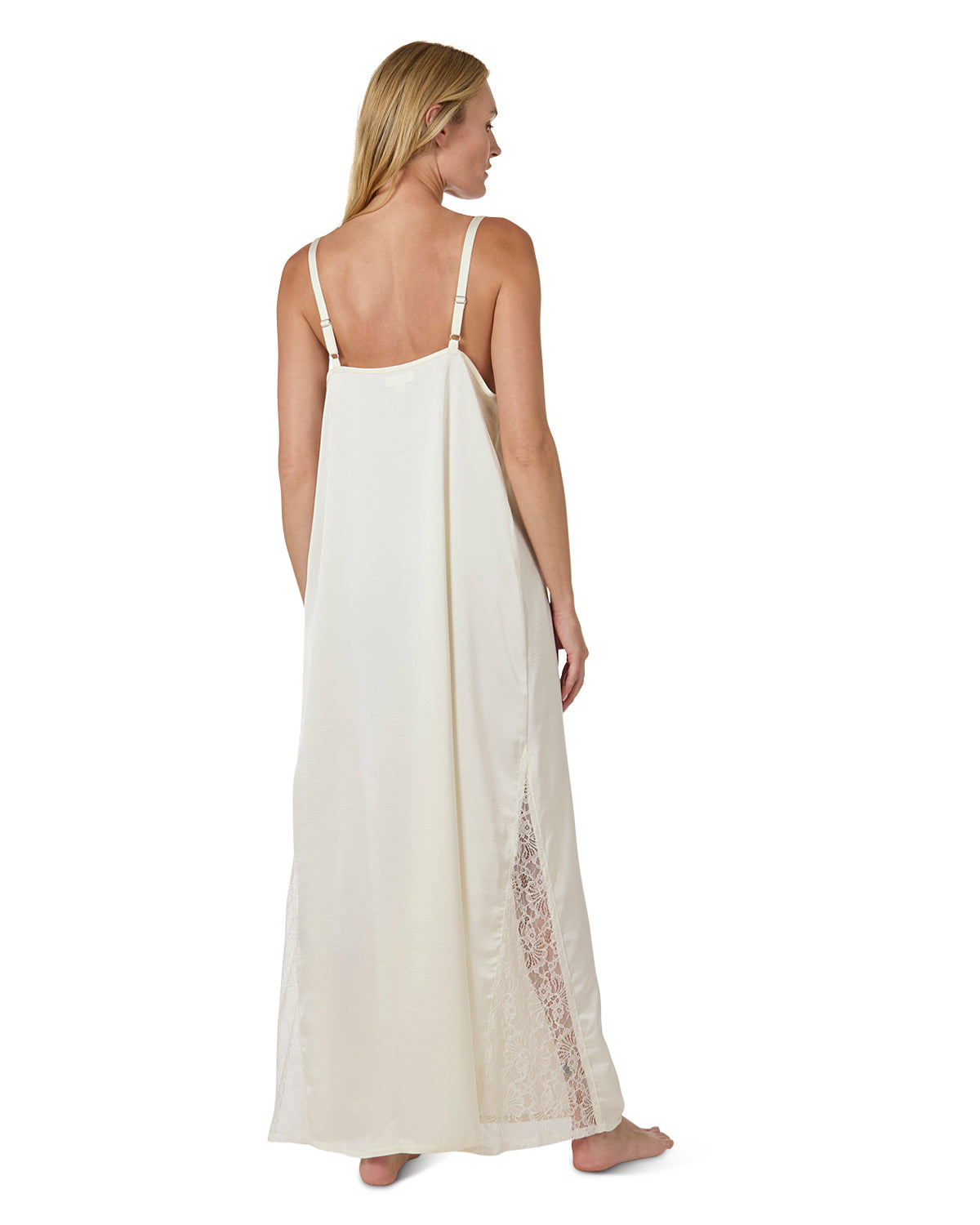 Women's Slip Dress with Lace : Color: Pearl