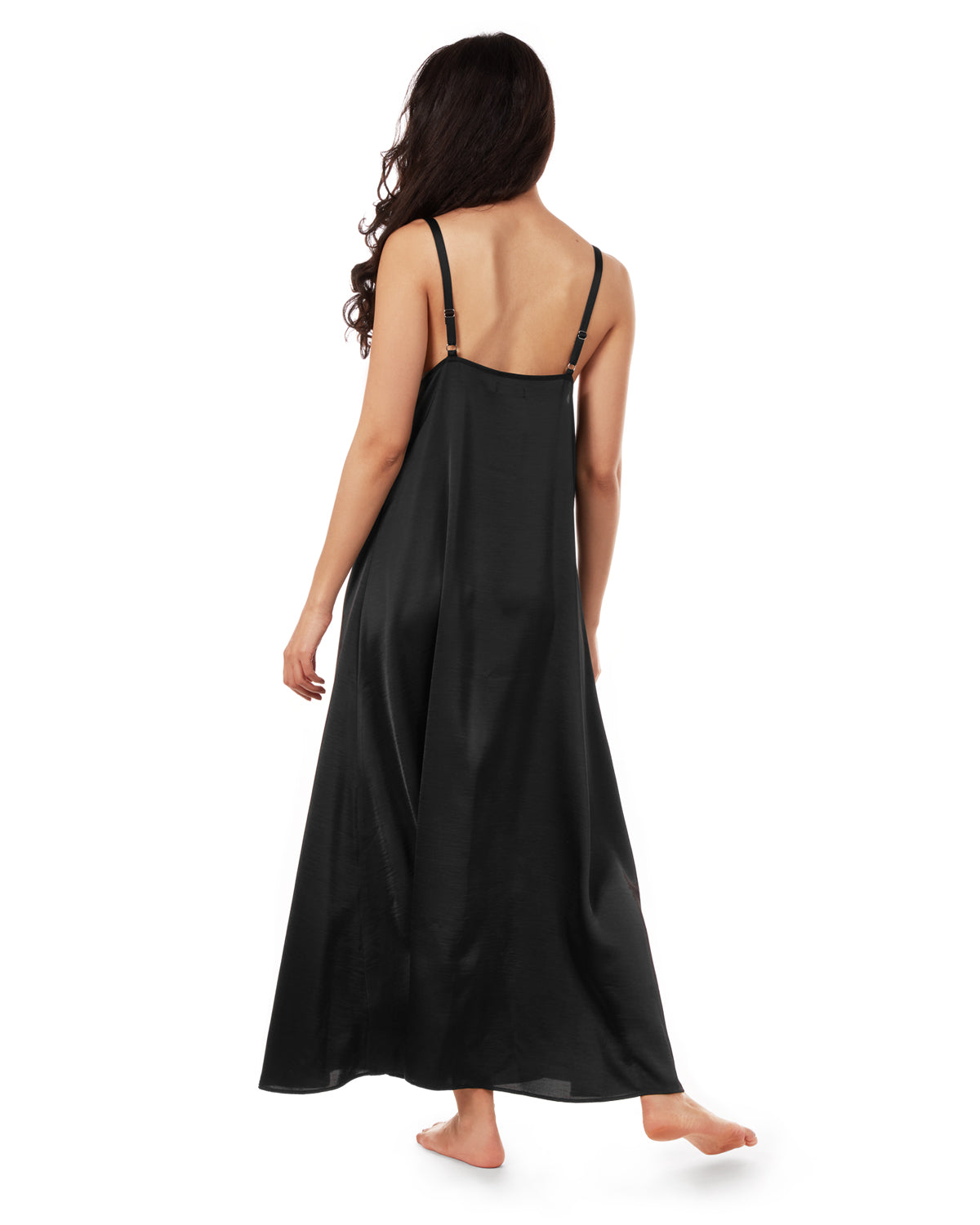 Women's Asymmetrical Slip Dress : Color: Black
