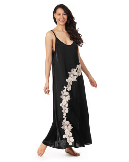 Women's Asymmetrical Slip Dress : Color: Black