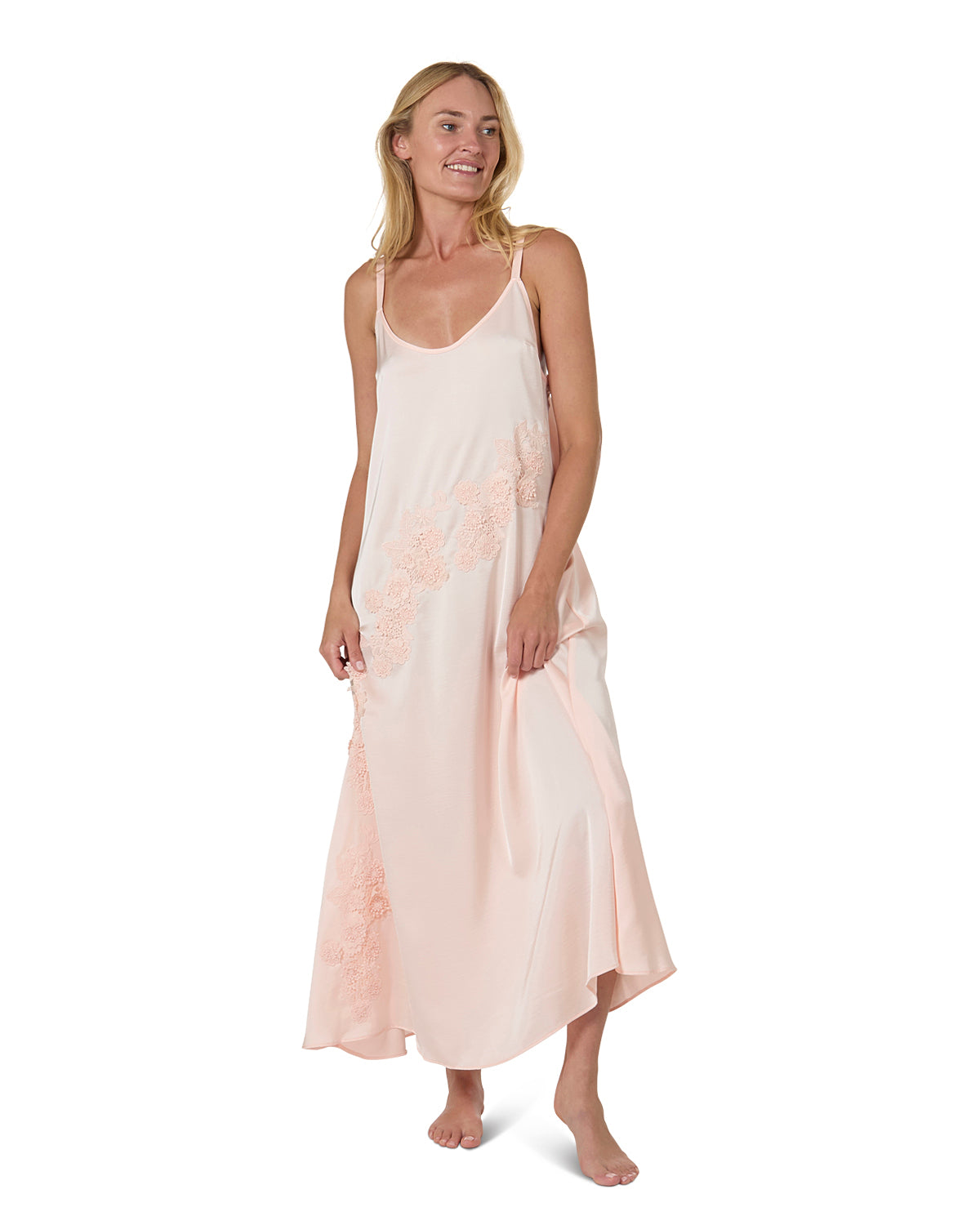 Women's Asymmetrical Slip Dress : Color: Pale Blush