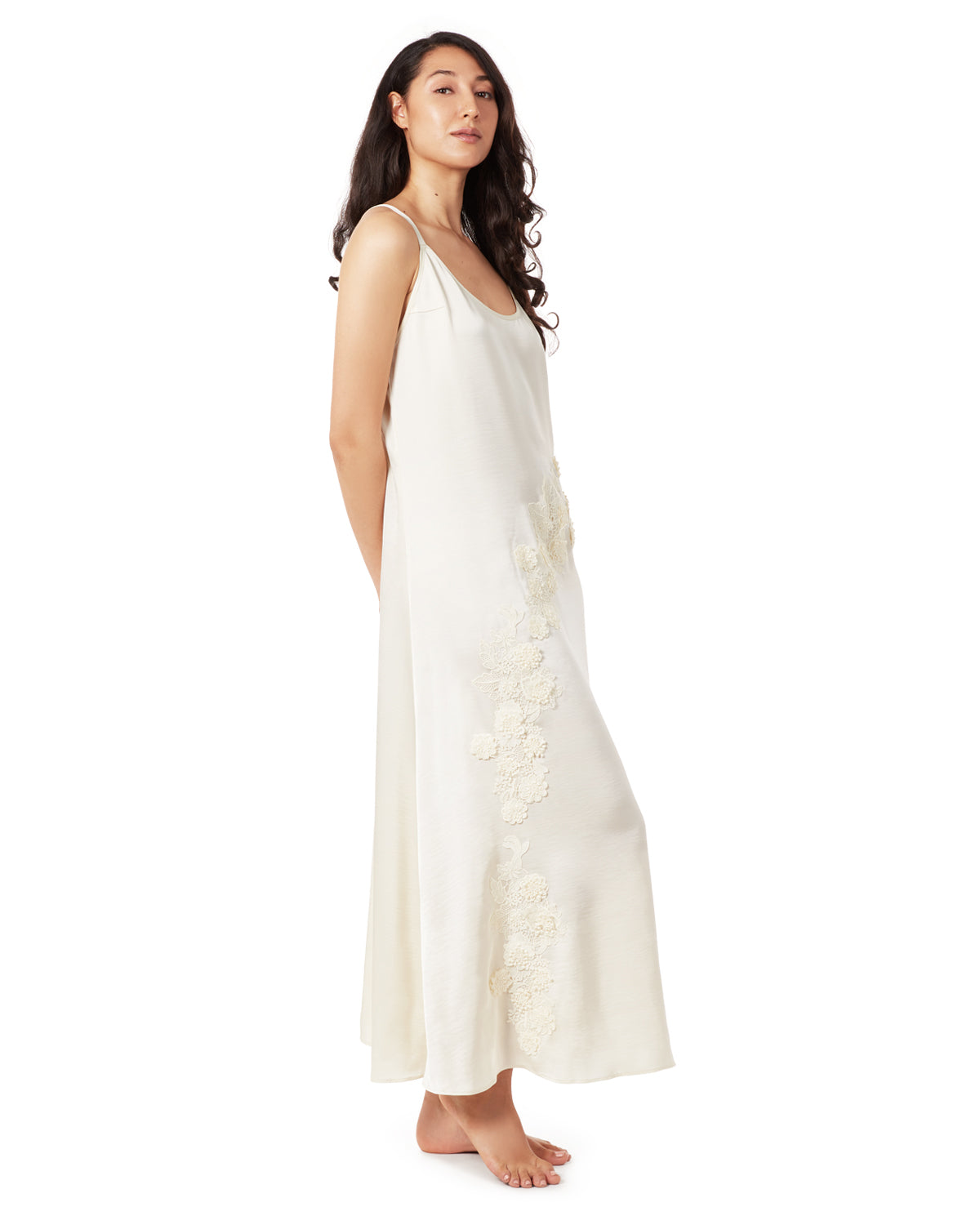 Women's Asymmetrical Slip Dress : Color: Pearl