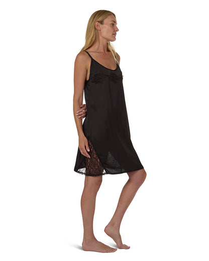 Women's Slip Dress with Lace : Color: Black