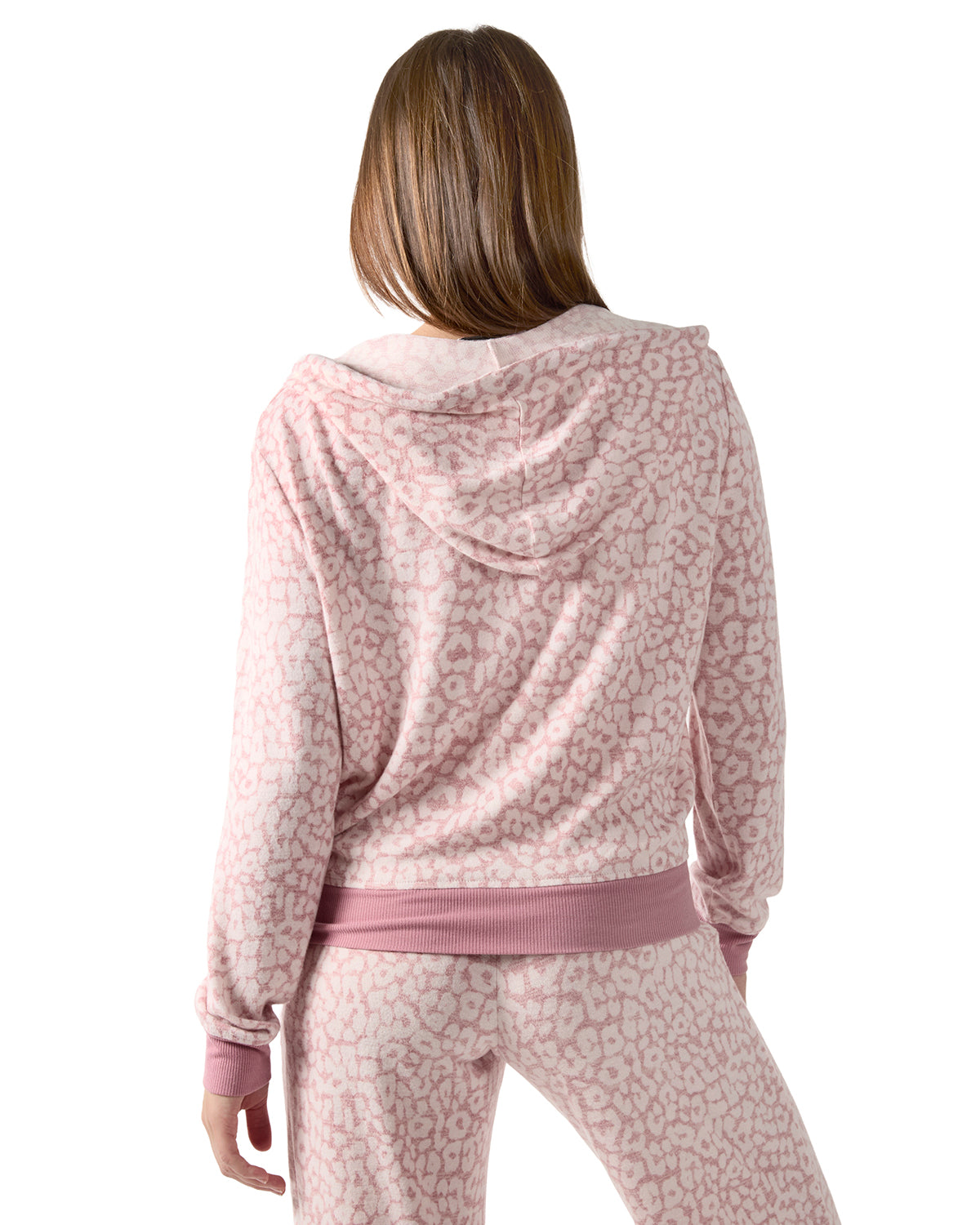 Women's Allover Leopard Print Drawstring Zippered Hoodie