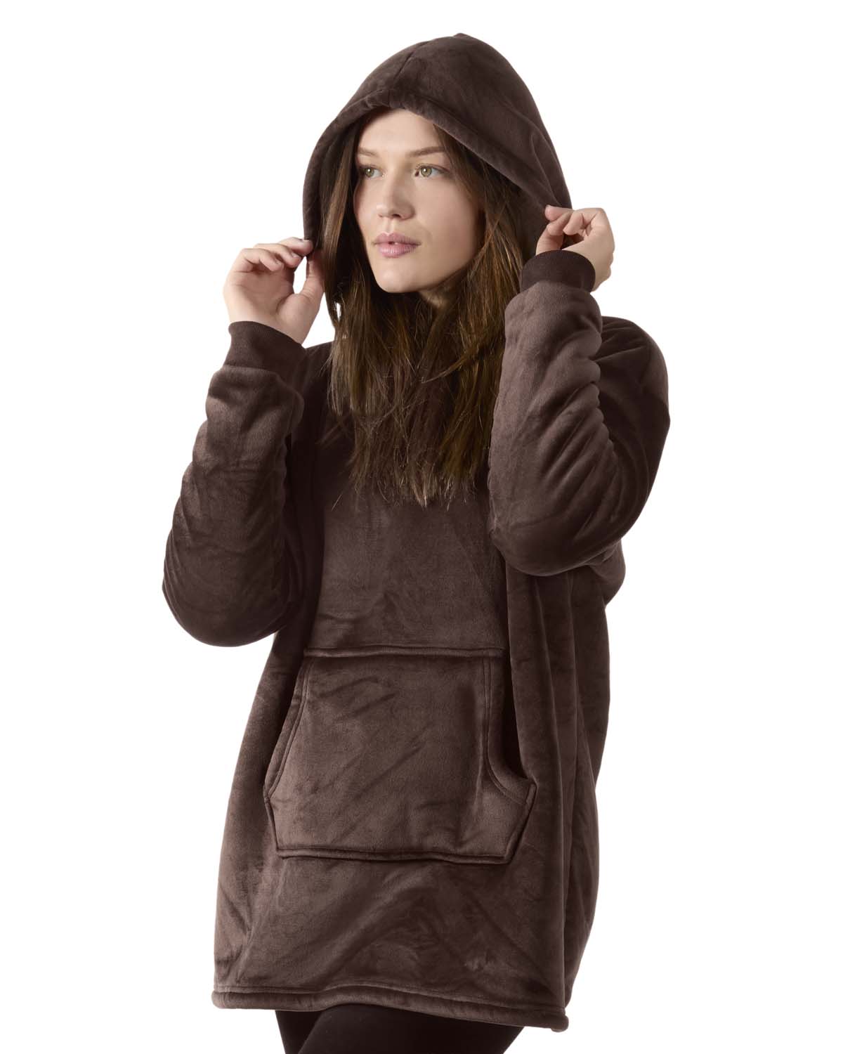 Women's Sherpa-Lined Soft Velour Hooded Lounge Top