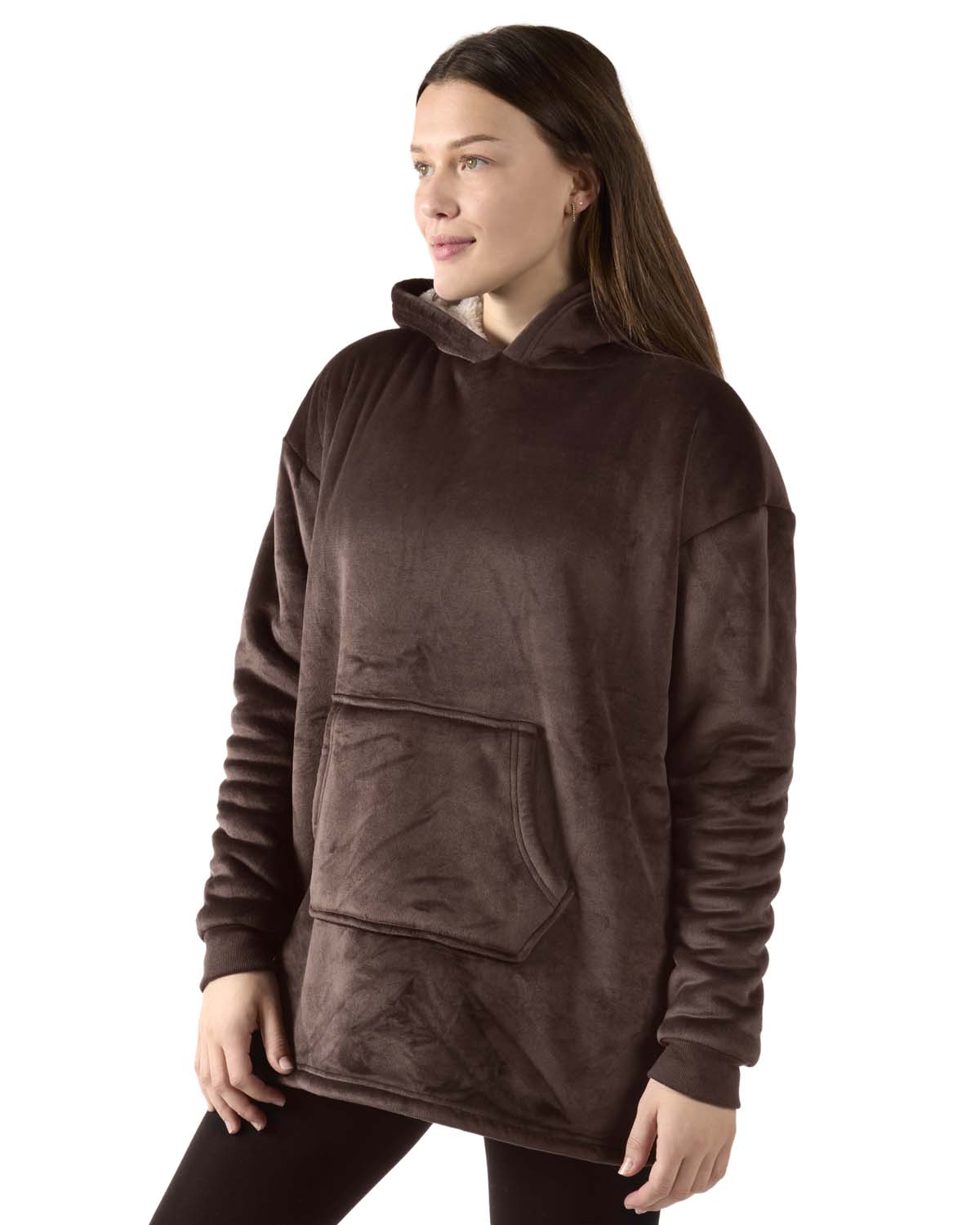 Women's Sherpa-Lined Soft Velour Hooded Lounge Top