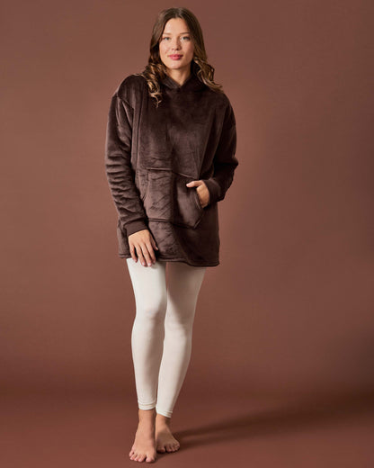 Women's Sherpa-Lined Soft Velour Hooded Lounge Top