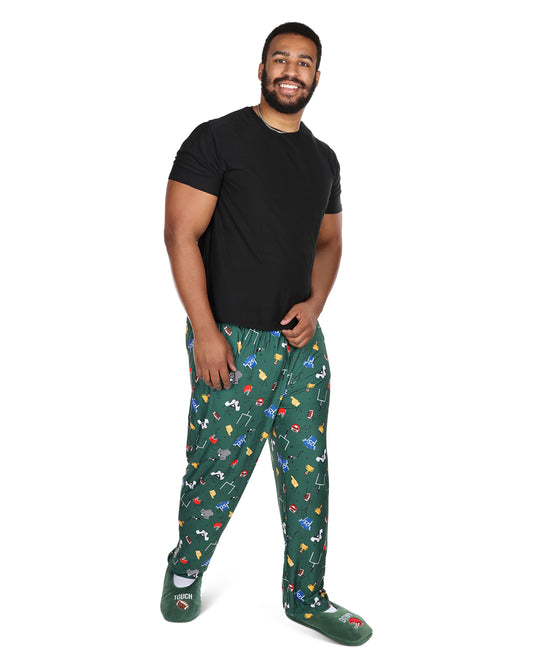 Men's Touchdown Two Piece PJ Set in a Bag : Color: Turf Green