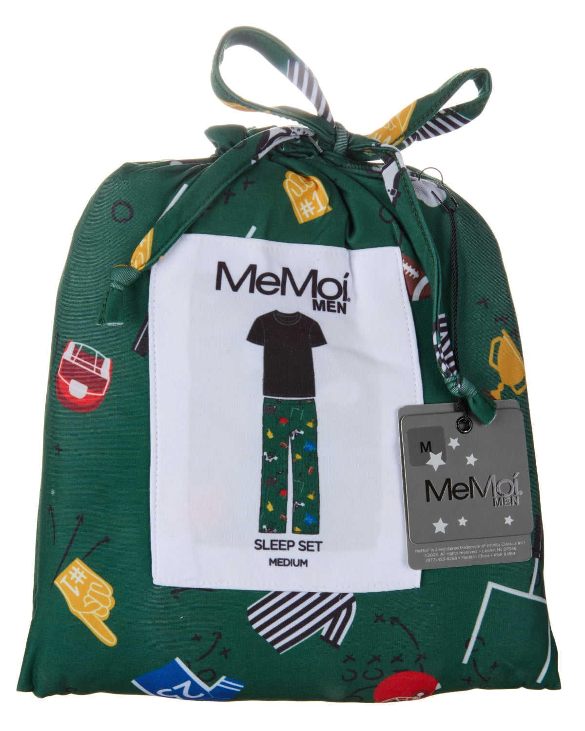 Men's Touchdown Two Piece PJ Set in a Bag : Color: Turf Green