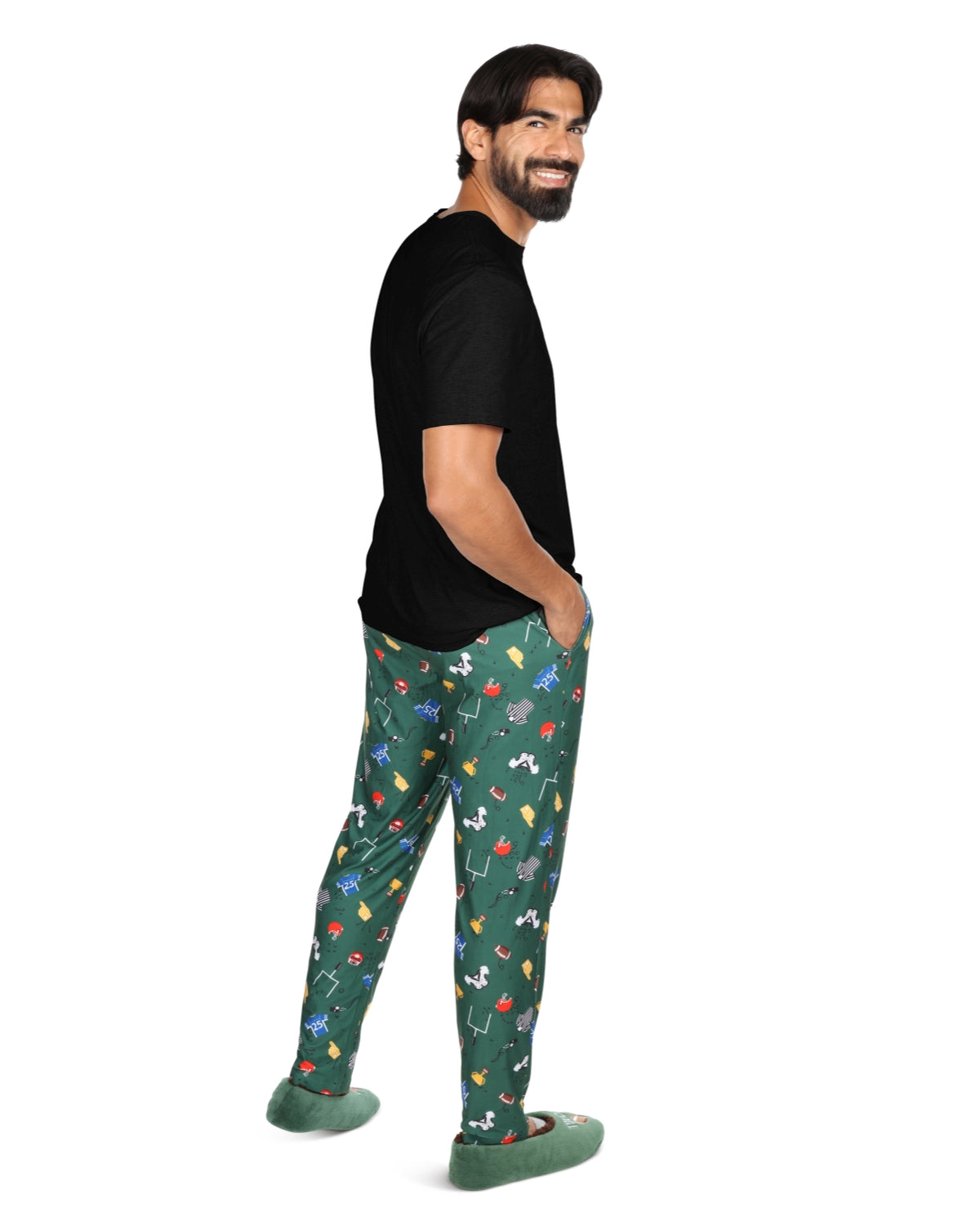 Men's Touchdown Two Piece PJ Set in a Bag : Color: Turf Green