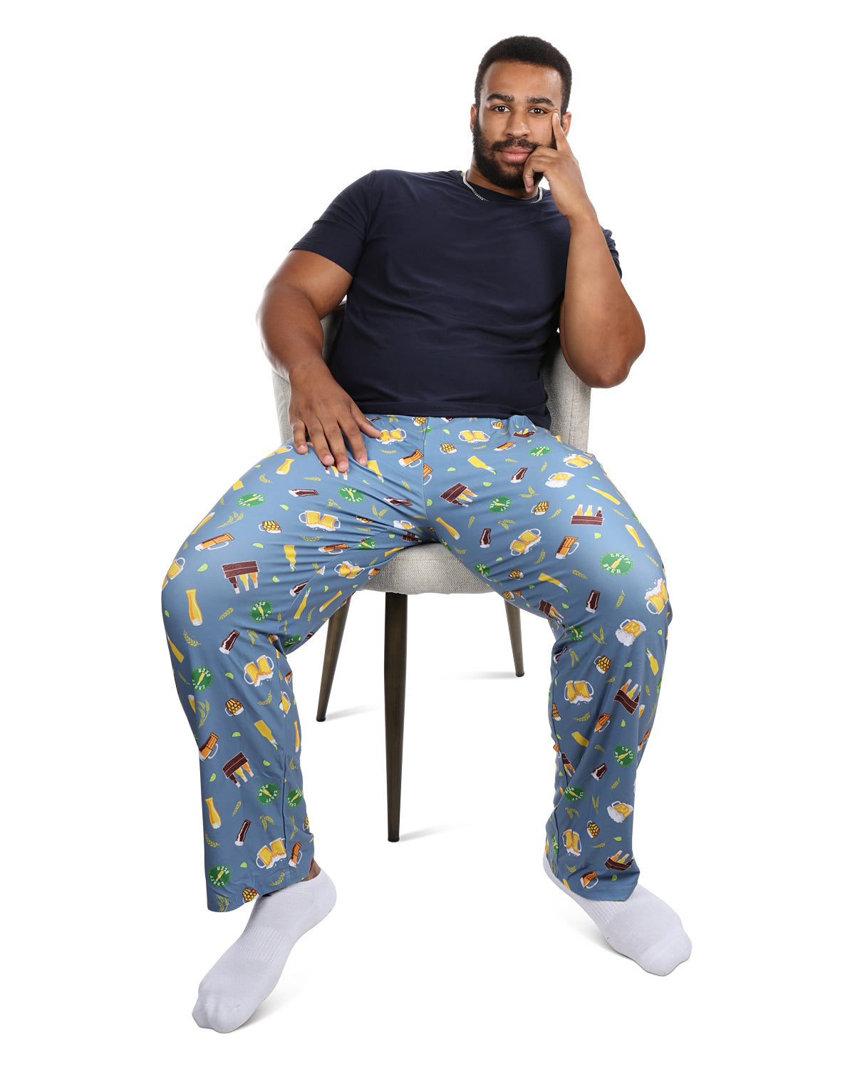 Men's Craft Beer Two Piece PJ Set in a Bag : Color: Slate Blue