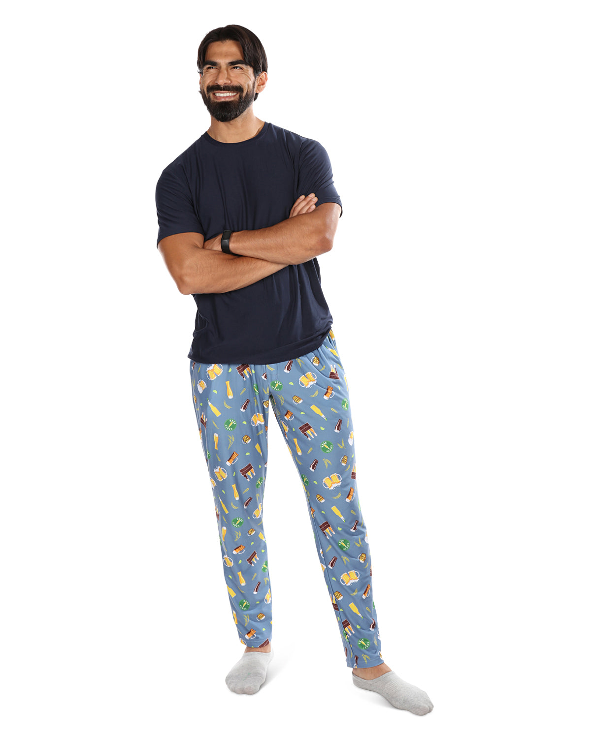Men's Craft Beer Two Piece PJ Set in a Bag : Color: Slate Blue