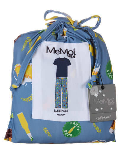 Men's Craft Beer Two Piece PJ Set in a Bag : Color: Slate Blue