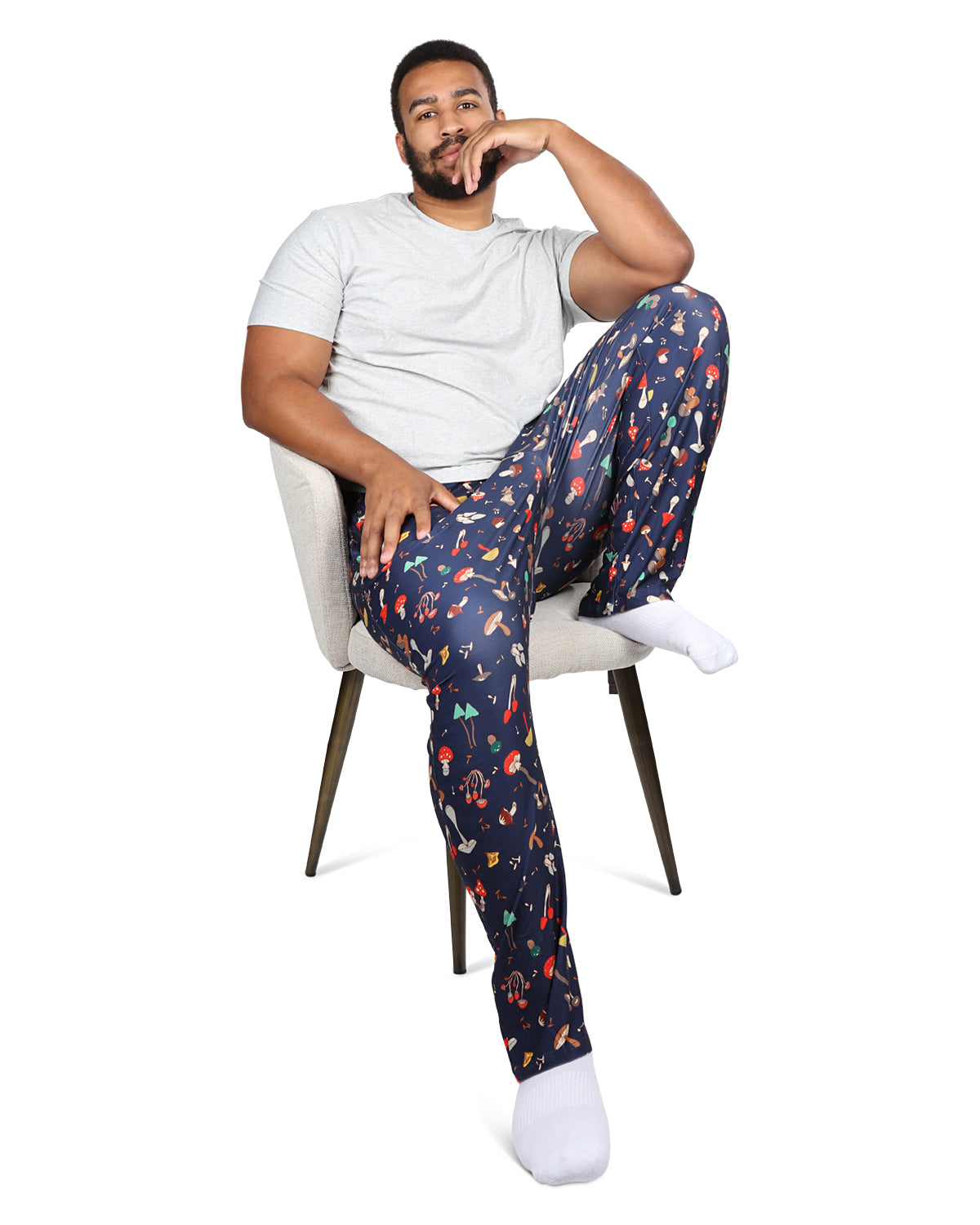 Men's Mushrooms Two Piece PJ Set in a Bag : Color: Bright Navy