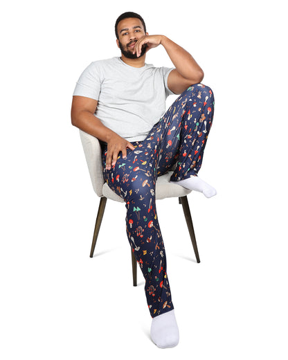 Men's Mushrooms Two Piece PJ Set in a Bag : Color: Bright Navy
