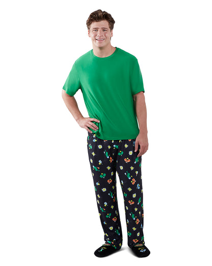 Men's Pickleball Two Piece PJ Set In A Bag : Color: Forest Green