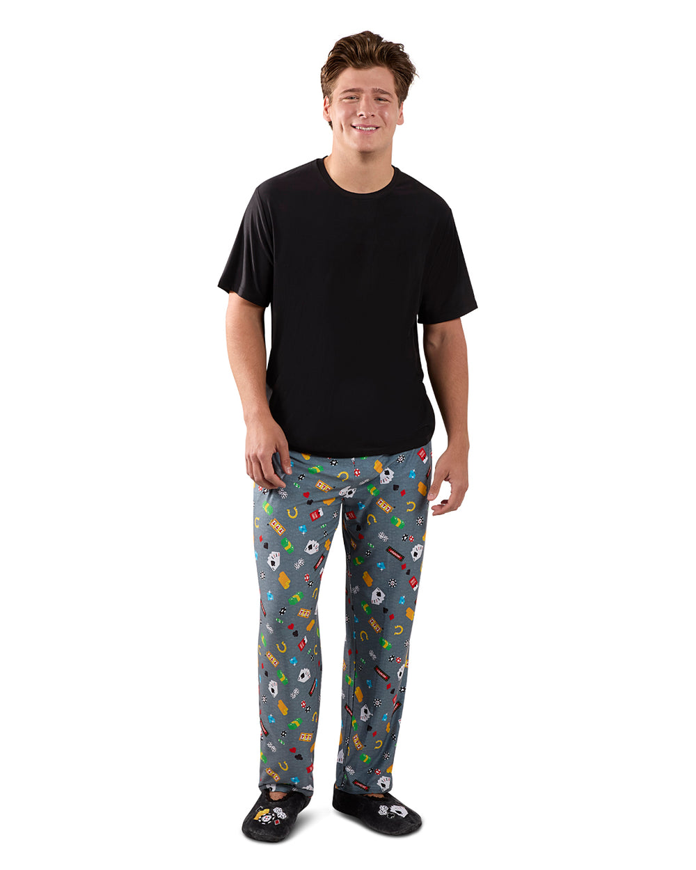 Men's Deal Me In Two Piece PJ Set In A Bag : Color: Med Gray Heather
