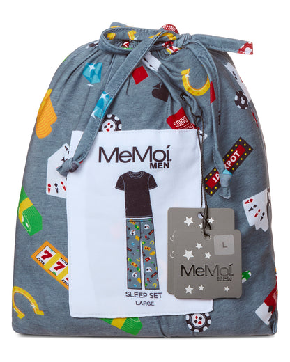 Men's Deal Me In Two Piece PJ Set In A Bag : Color: Med Gray Heather