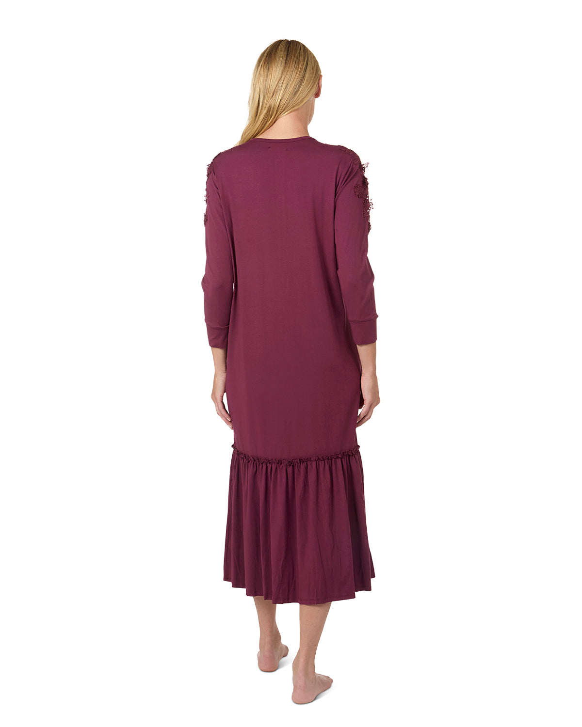 Women's Ruffle Hem Gown : Color: Bordeaux