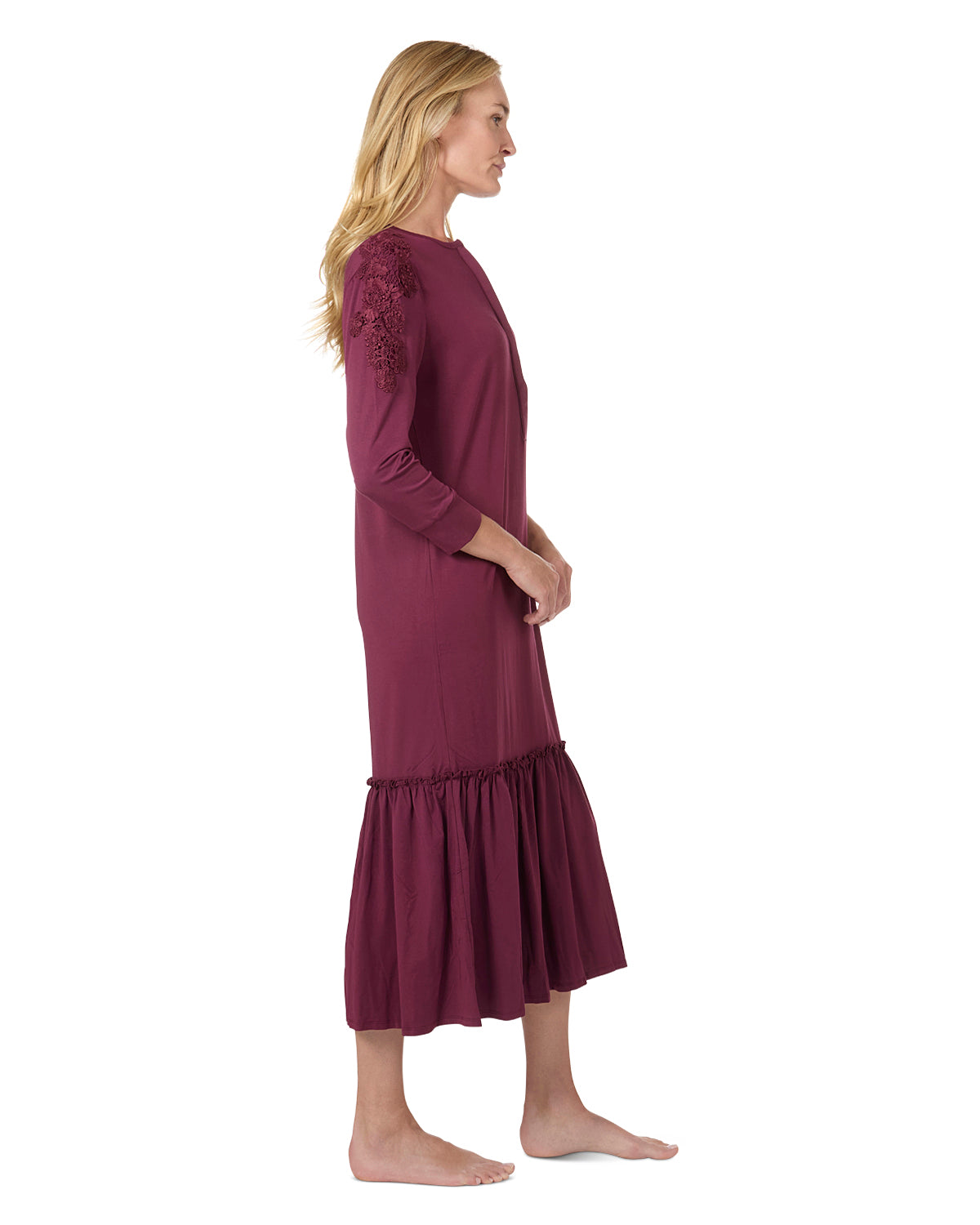 Women's Ruffle Hem Gown : Color: Bordeaux