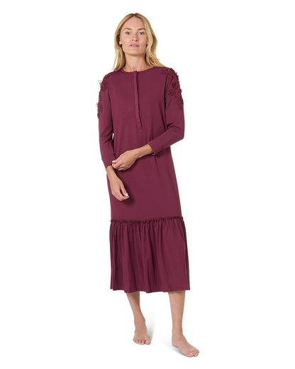 Women's Ruffle Hem Gown : Color: Bordeaux